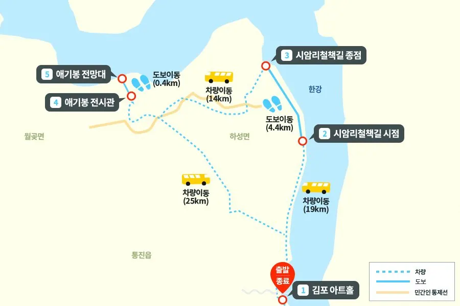 비무장지대(DMZ) 평화의 길 노선도